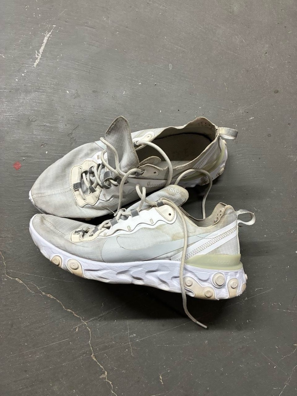 Nike React Element 55 Silver Gray White Men’s 10 Running Shoes Trainers